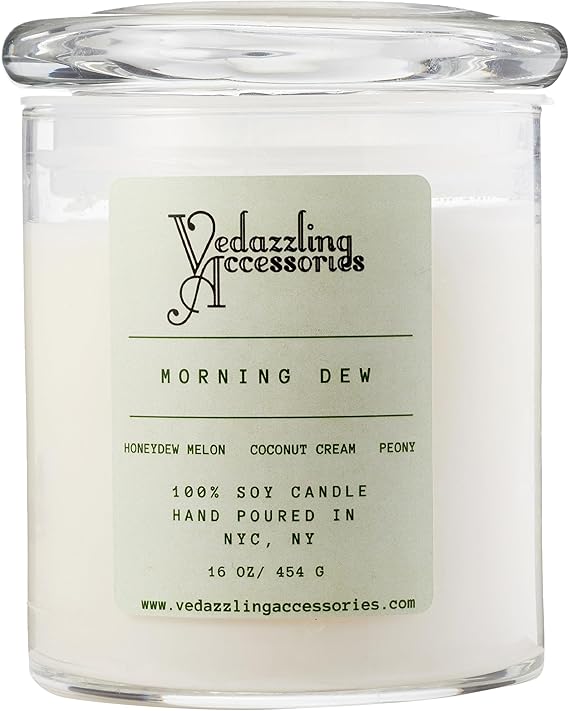 Morning Dew Soy Wax Candle 16 oz - Handpoured in NYC, Dual Wick, 50 Hour Burn Time, Paraffin-Free, Eco-Friendly, Long-Lasting Scent, Home Fragrance