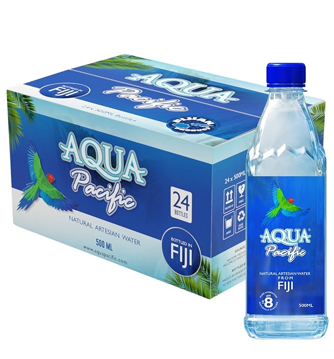 Natural ARTESIAN Mineral Water - Case Pack of 24 (500 mL Bottle) Discover Fiji's Finest H20, Naturally High pH & Alkaline - Aqua Pacific WTR From FIJI