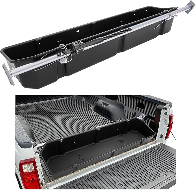 KUAFU Full Size Truck Bed Storage Box Compatible with Ford Chevrolet GMC Dodge Ram Toyota Nissan Universal 55 Inch - 69 inch Wide Adjustable Beds Secure Cargo Organizer Protect Groceries