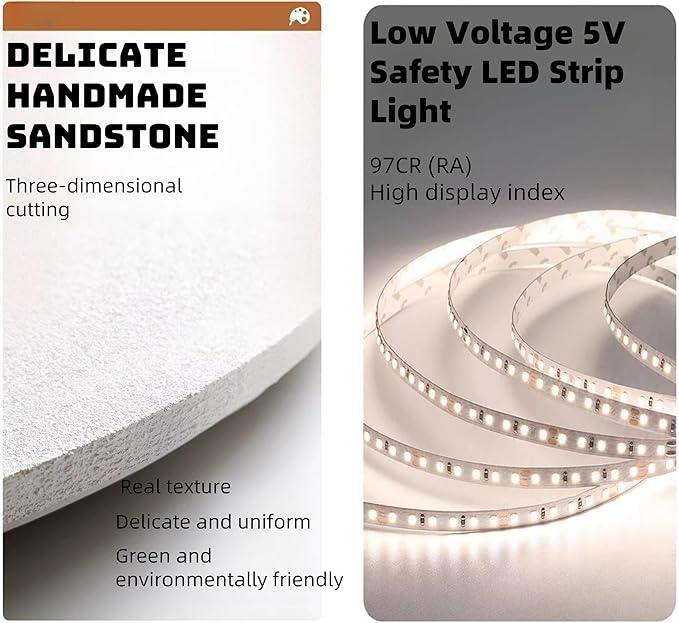 3D LED Wall Art with Light – Sandstone Wall Decor with Remote, Warm LED for Living Room & Entryway, Modern Textured 3D Art with Faux Greenery & Vase