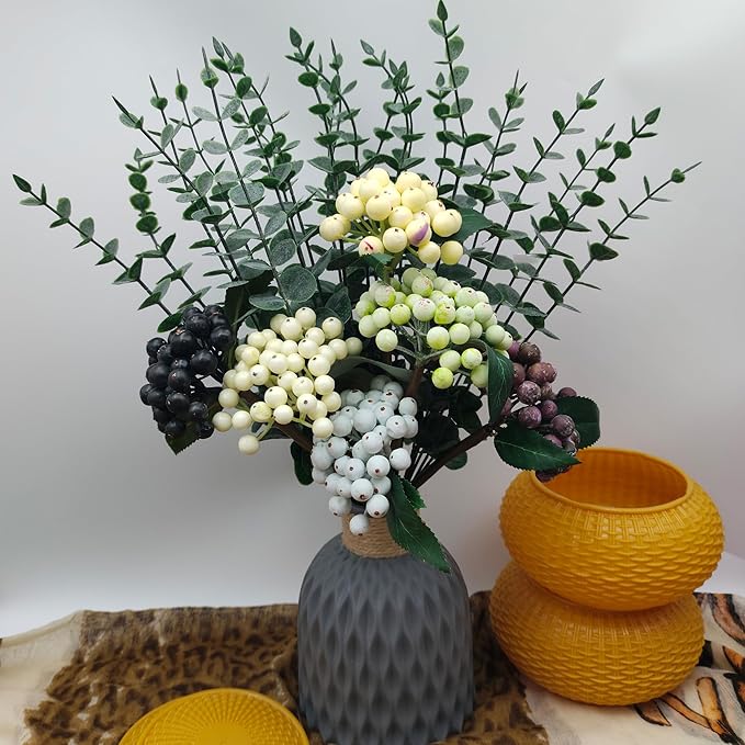 40pcs Eucalyptus Stems Fake Plant Faux Greenery Branches Artificial Eucalyptus Leaves Stems Fake Flowers Leaves for Wedding Decor Home Office Party Christmas Decoration Artificial Flowers Indoor