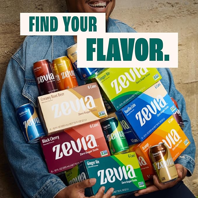 Zevia Zero Sugar Soda, Cran-Raspberry, 12 oz Cans (24-Pack) – Naturally Sweetened, Non-GMO Project Verified, Gluten-Free, Vegan