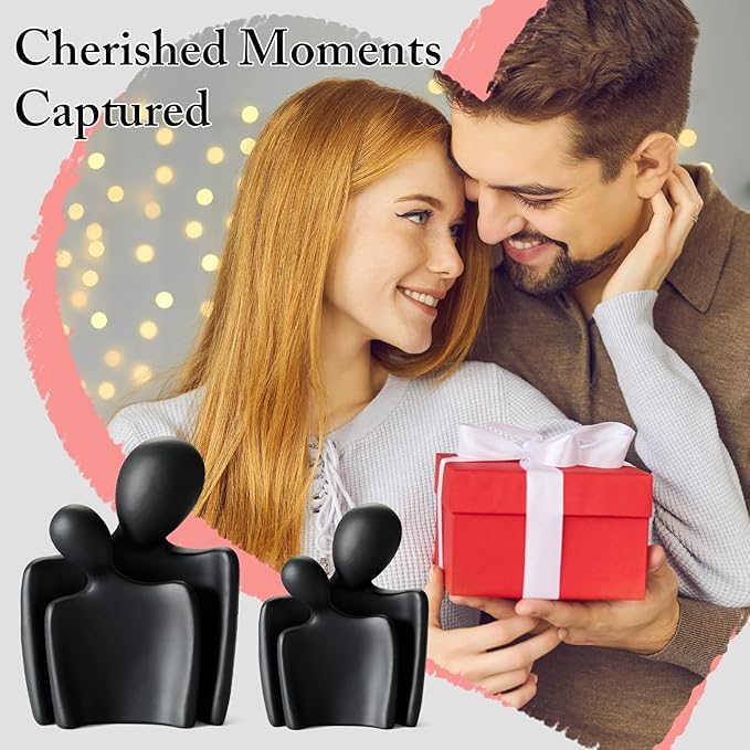 Sculptures Home Decor Lover Statues- 8 Inch, Resin Modern Home Decor Couple Statues，Decorations for Living Room Office Bookshelf Bedroom