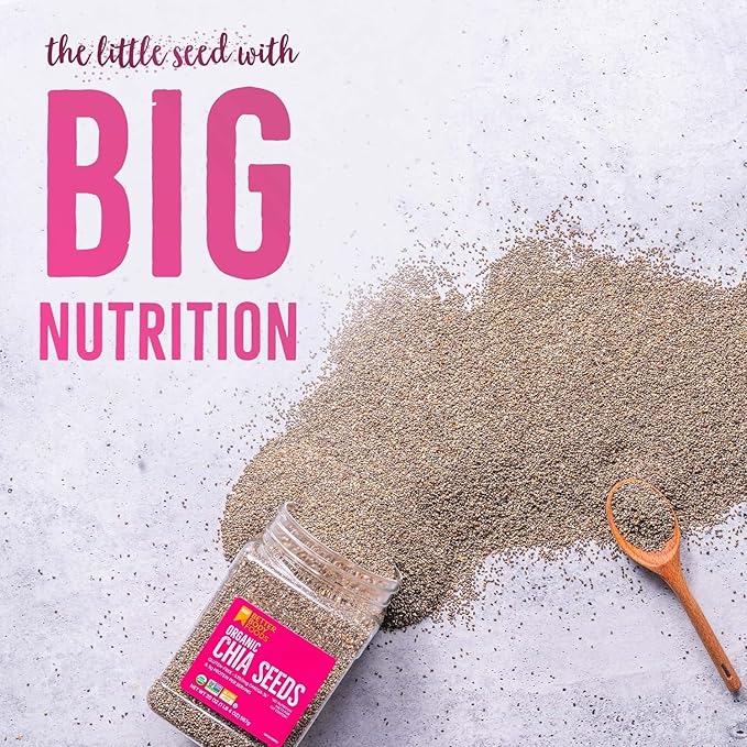 BetterBody Foods Organic Chia Seeds 2 lbs, 32 Oz, with Omega-3, Non-GMO, Gluten Free, Keto Diet Friendly, Vegan, Good Source of Fiber, Add to Smoothies