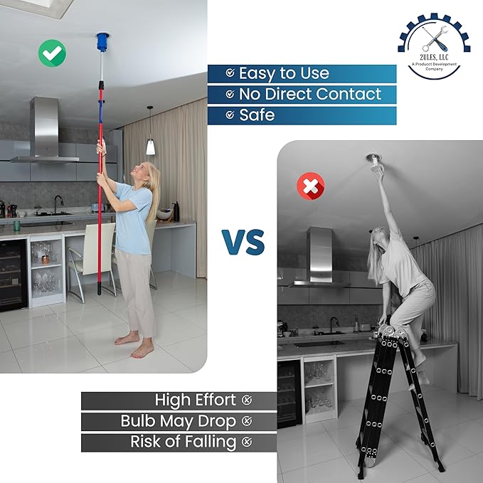 Light Bulb Changer for High Ceilings - Vacuum Operated High Ceiling Light Bulb Changer Tool, Remote-Controlled Bulb Changing Kit (Pole not Included)