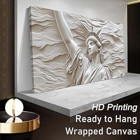 Trogonup White Statue of Liberty Canvas Wall Art for Living Room Large Modern Canvas Prints Picture Artwork for Bedroom Home Office 24"x48"