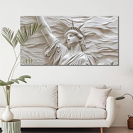 Trogonup White Statue of Liberty Canvas Wall Art for Living Room Large Modern Canvas Prints Picture Artwork for Bedroom Home Office 24"x48"