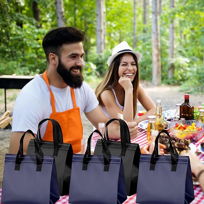 300 Pcs Insulated Take Away Bags Bulk Thermal Insulation Food for Coffee Milk Tea Hot Cold Food Fresh Seafood Cooler Pizza Delivery Bags for Catering Restaurant Grocery(Navy Blue, Black)