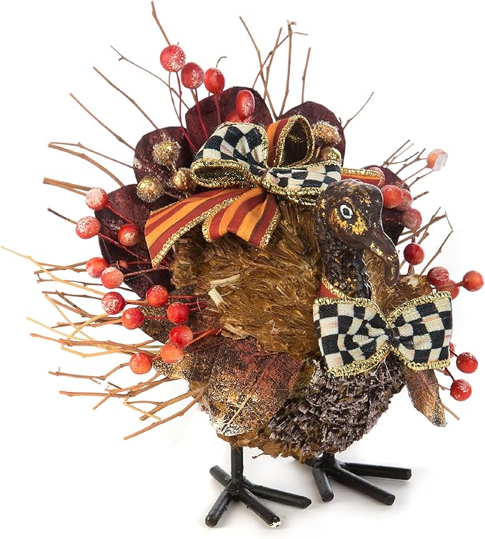 MacKenzie-Childs Harvest Turkey, Thanksgiving Turkey Decoration, Fall Decor Centerpiece Figurine