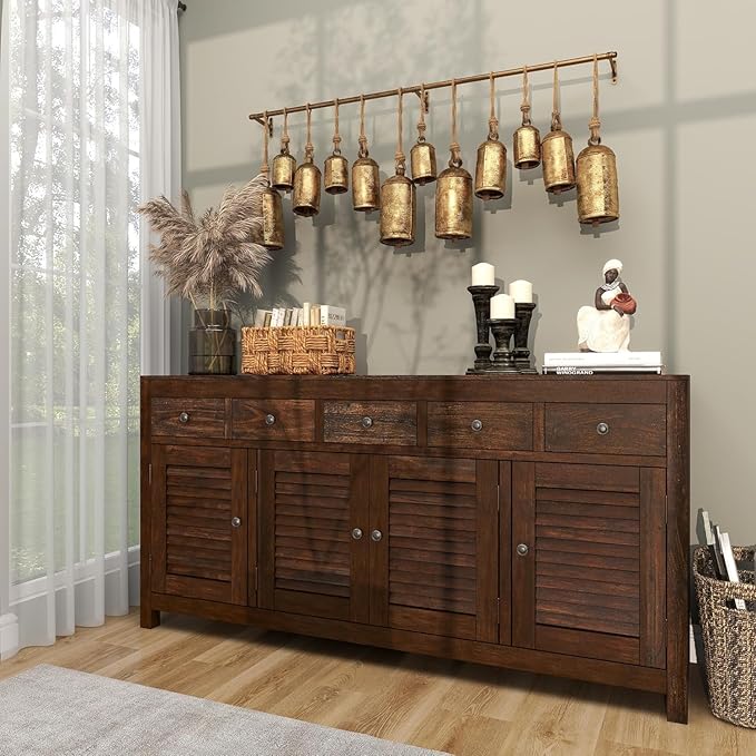 Cow Bells Giant Vintage Rustic Tin Metal Set of 12: Handmade XL Antique Brass Decor for Holidays, Swiss Souvenirs, Rustic Christmas Decor on Jute Rope