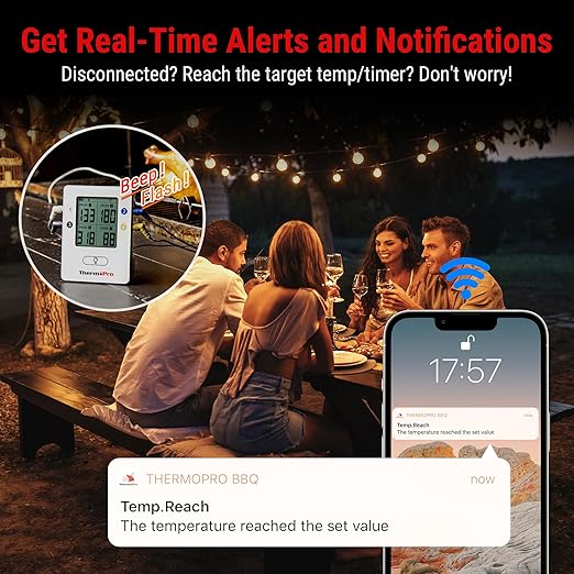 ThermoPro TP25 650FT Wireless Meat Thermometer with 4 Probes, Bluetooth Meat Thermometer for Cooking, BBQ Oven Food Smoker Thermometer Rechargeable