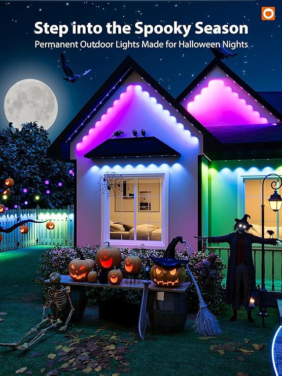 addlon 200FT Permanent Outdoor Lights, RGB+IC Smart LED Outdoor Lights for House, App & Remote Control, DIY Scene Mode, IP67 Waterproof Christmas Light, Holiday, Party, Halloween Decorations