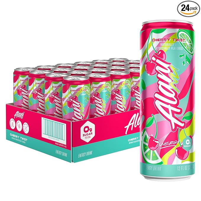 Alani Nu CHERRY TWIST Ice Sugar Free, Low Calorie Energy Drinks | 200mg Caffeine | Antioxidants | Biotin, B Vitamins | Zero Sugar | 15 Calories or Less | 12 Oz Cans | 24 Count