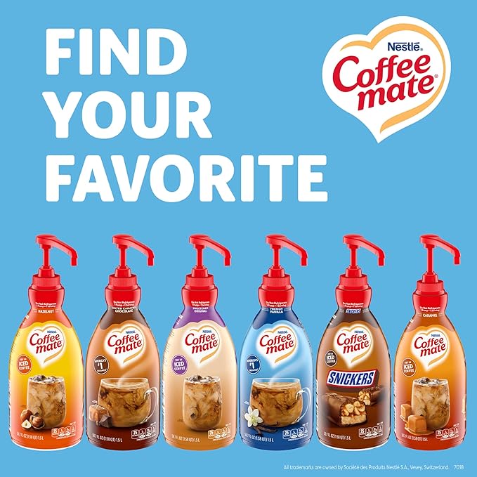 Nestle Coffee mate Coffee Creamer, French Vanilla, Concentrated Liquid Pump Bottle, Non Dairy, No Refrigeration, 50.7 fl oz (Pack of 2)