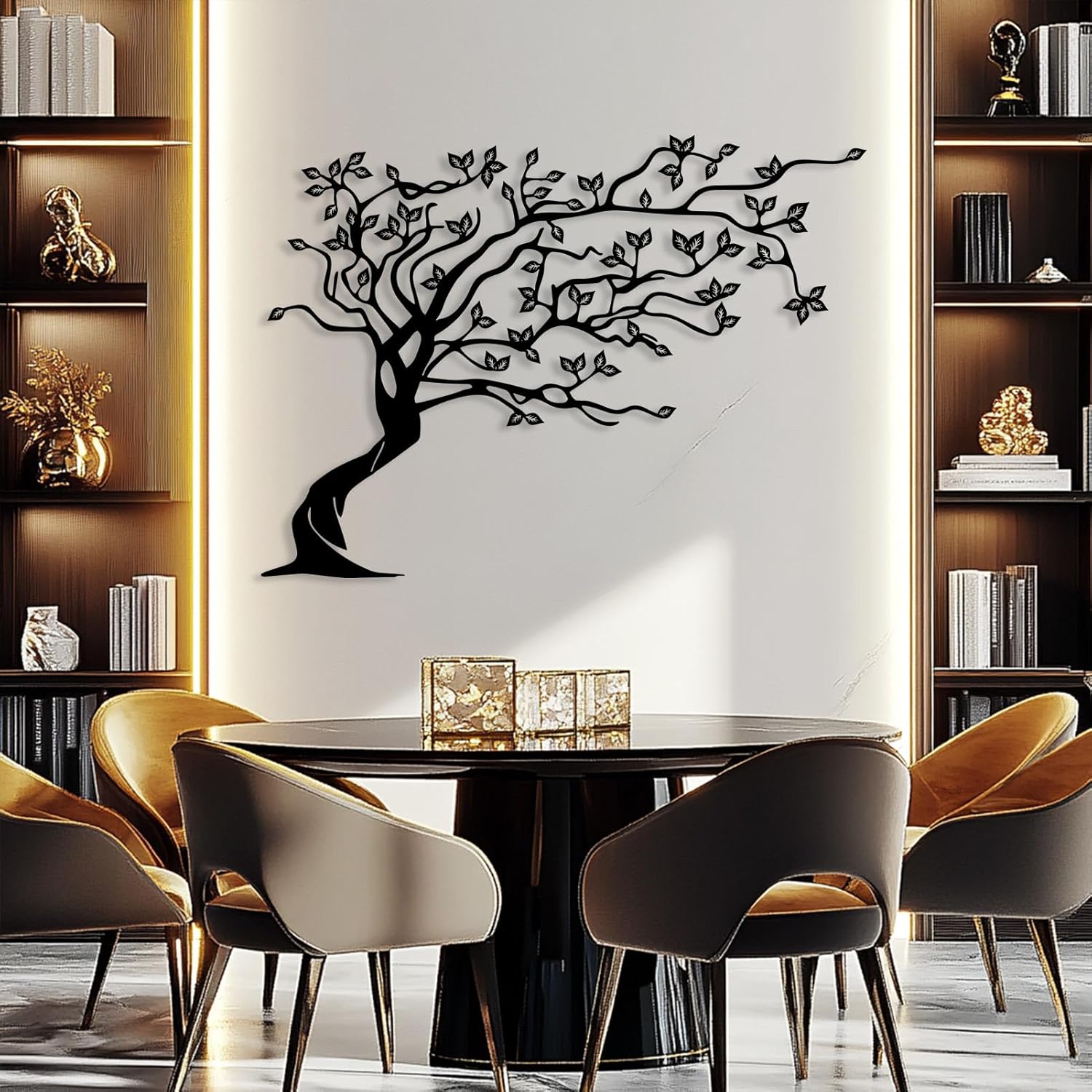 Tree of Life Metal Wall Art - Farmhouse Decor for Living Room (Black, 54"x39" | 136x100cm)