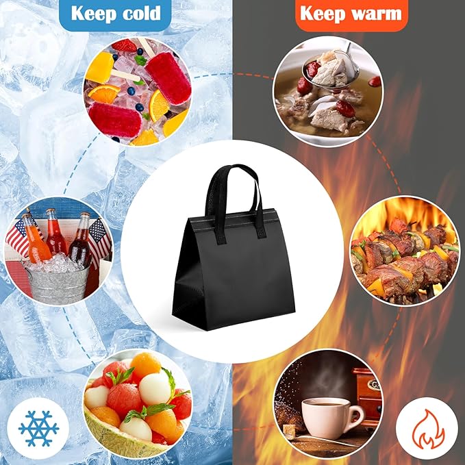 300 Pcs Insulated Take Away Bags Bulk Thermal Insulation Food for Coffee Milk Tea Hot Cold Food Fresh Seafood Cooler Pizza Delivery Bags for Catering Restaurant Grocery(Navy Blue, Black)