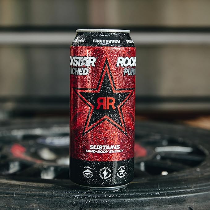 Rockstar Punched Energy Drink, Fruit Punch, 16 Fl Oz (Pack of 12) (Packaging May Vary)