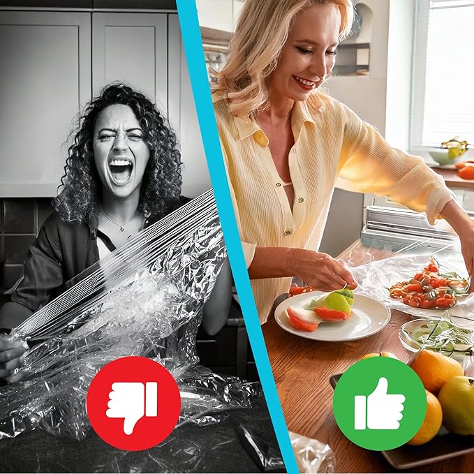 Cling Film Dispenser. Just pull over your plate and press to cut.