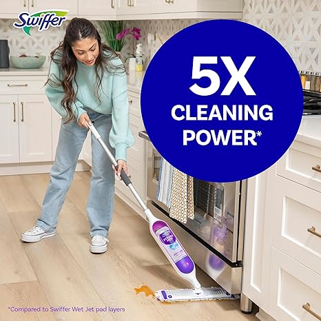 Swiffer PowerMop Multi-Surface Mop Kit for Floor Cleaning, Includes PowerMop, 2 Mopping Pad Refills, 1 Cleaning Solution with Fresh Scent and 2 Batteries