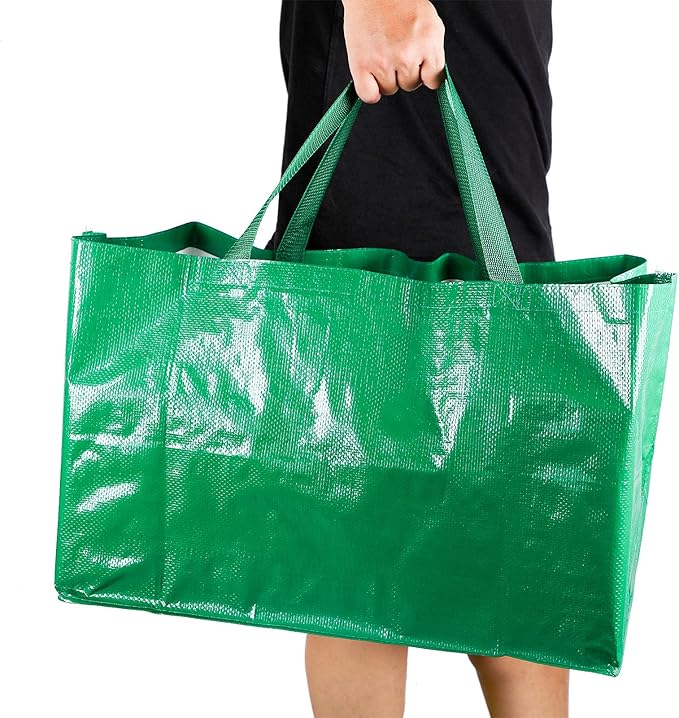 Shappy 6 Pieces Extra Large Reusable Shopping Grocery Bags with Handles Colorful Woven Plastic Waterproof Tote Bags