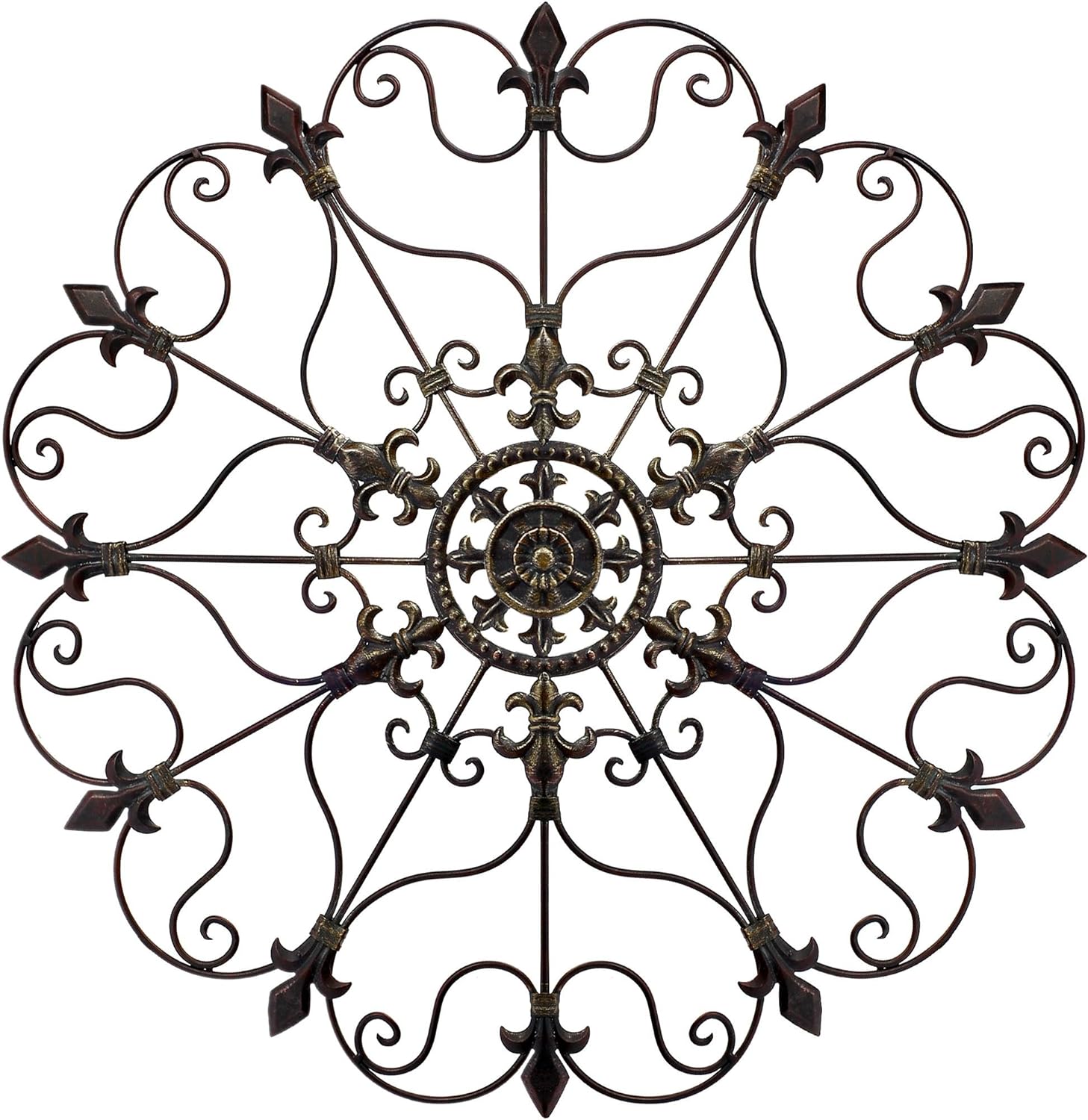 Yun&Lin Crafts Metal Solid Mounted Medallion Hand-painted Wall Decor 30"x30", Large Metal Home Wall Art for Indoor and Outdoor Settings, Vintage Christmas Decorations, Holiday Wall Decorations, Christmas Wall Art