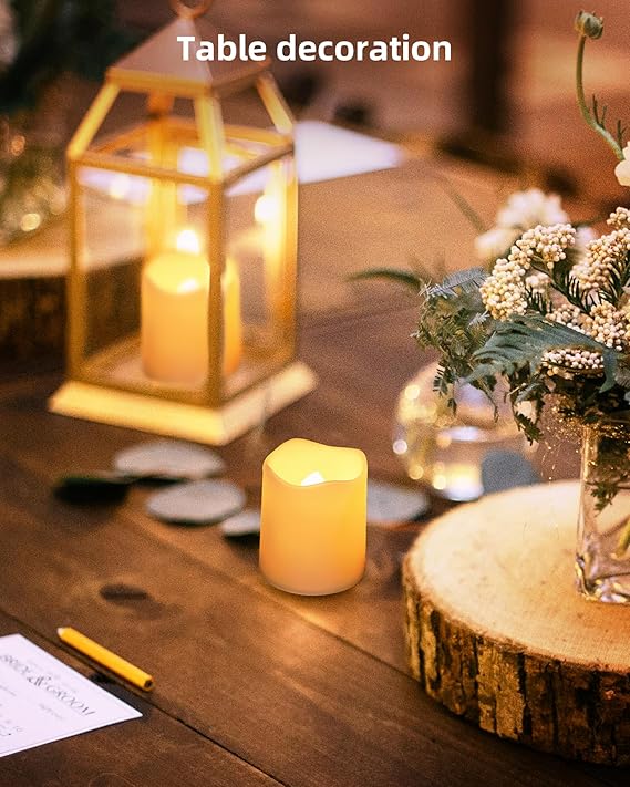 SHYMERY Flameless Votive Candles,Flameless Flickering Electric Fake Candle,24 Pack 200+Hour Battery Operated LED Tea Lights in Warm White for Wedding, Table, Halloween,Christmas Decorations 1.5"X1.7"