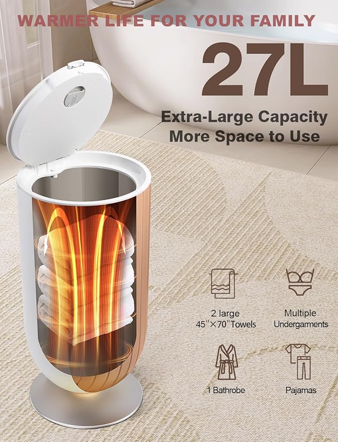 Towel Warmer for Bathroom in Towels,Blankets & Clothes-27L Large spa towel warmer with 5-Minute Rapid Heating,4 Adjustable Modes, Auto Flip-Top, Aromatherapy & Night Light, ETL Certified (Wooden, 27L)