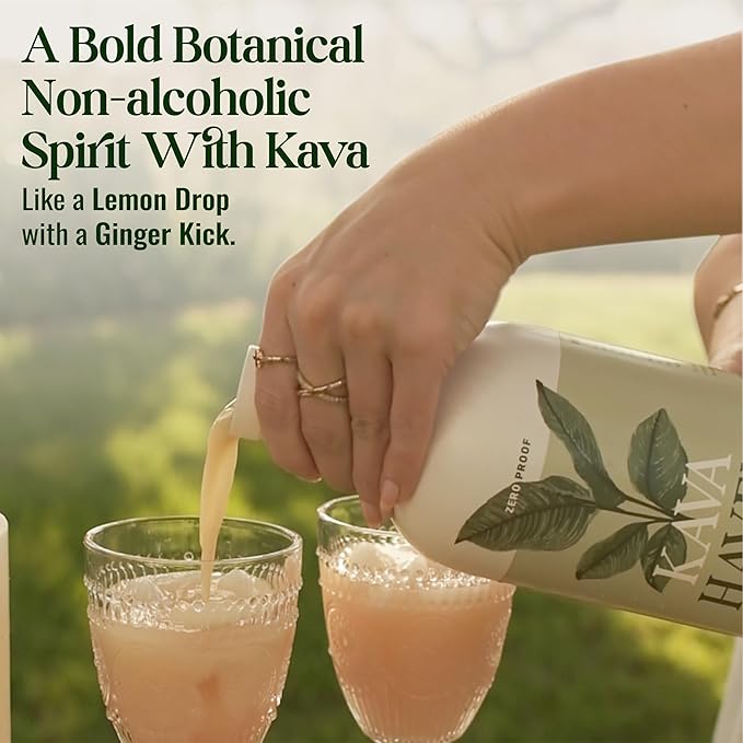 Kava Haven Non Alcoholic Spirit, 750mL Bottle | Kava Kava Drink | Non Alcohol Alternative Spirit for Mixed Drink Recipes | Low Calorie | All Natural | - Lemon Ginger Flavor (17 Servings)