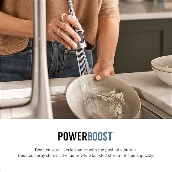 Moen 9126EVSRS Kurv Smart Faucet Touchless Pull Down Sprayer Kitchen Faucet with Voice Control and Power Boost, Spot Resist Stainless