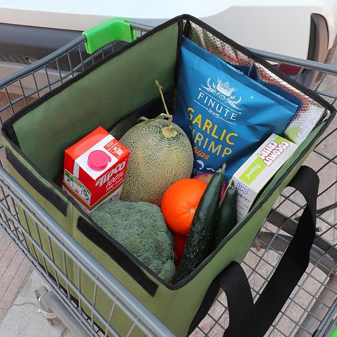HATHOR Hot Cold Insulated Grocery Bags Reusable Stackable Collapsible Foldable Cooler Boxie Bag Shoping Totes for Groceries in Car, Frozen Food & Travel