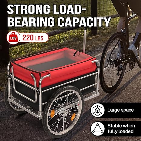 Ktaxon Bike Cargo Trailer, Heavy Duty 220 lbs Bicycle Wagon Cart, 20" Wheel Folding Groceries Hauler with Safe Hitch System