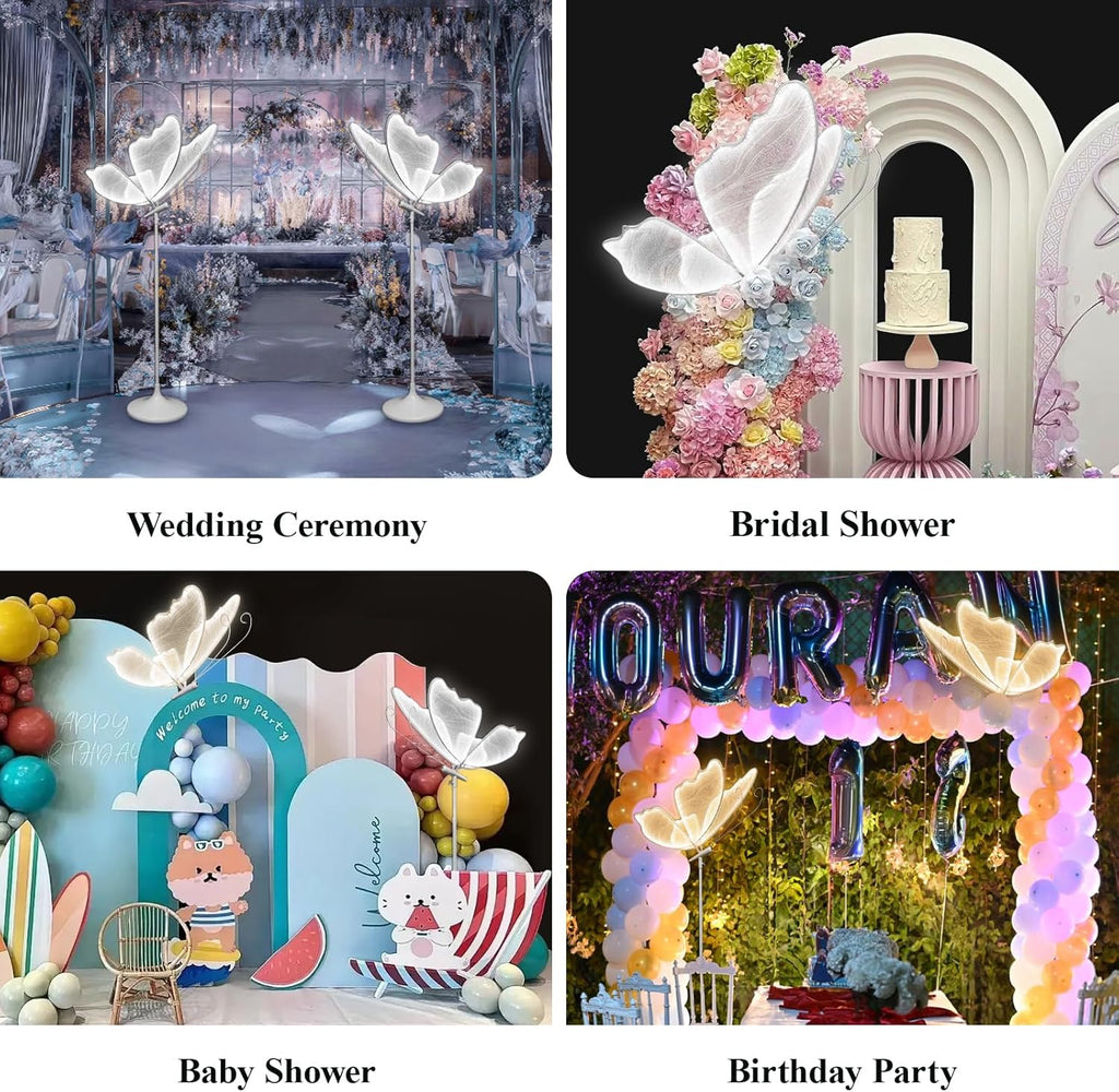 Wedding Butterfly Dimmable Floor Lamp: LED Butterflies Light with Remote Control - White & Warm Lights Butterfly Prop for Birthday Party Decoration - Baby Shower Bridal Shower Home Decor (23.6 in,2)