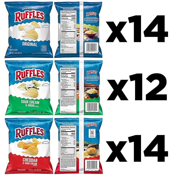 Ruffles Potato Chips Variety Pack, 40 Count
