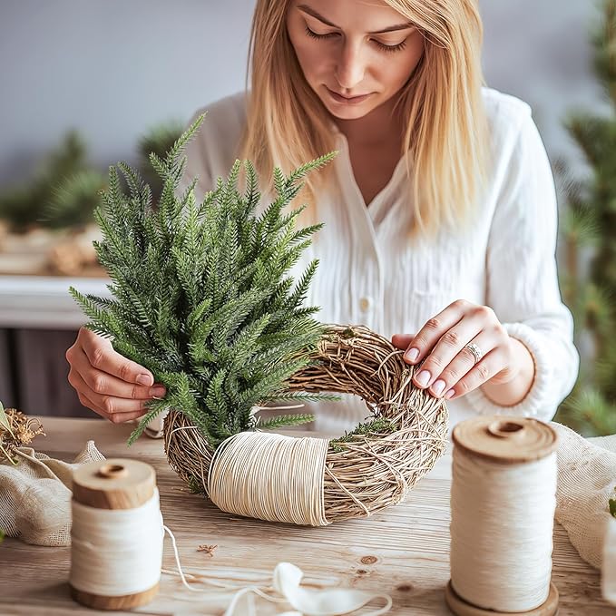 Alupssuc 18 Inch Norfolk Pine Stems, 24 Pcs Real Touch Norfolk Pine Branch, Christmas Greenery Stems for Vase DIY/Garland Making/Table Decoration, Xmas Decor for Indoor, Outdoor & Home