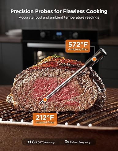 GoveeLife Bluetooth Wireless Meat Thermometer with Standalone Digital Base, WiFi Unlimited Range, ±1.8℉ Accuracy, IP68 Waterproof Real Time Monitoring 2 Probes for Kitchen, BBQ, Grill, Oven, Smoker