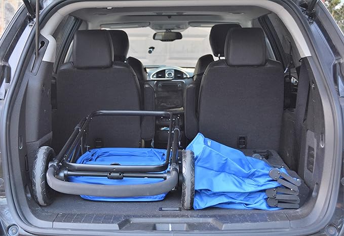 GreenCart Lightweight Cart with Reusable and Foldable 3 Shopping Bags Easy for Shopping and Carrying Groceries in Store (Black Frame + 3 Blue Baskets)