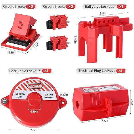 Lockout Tagout Kit,Loto Kit Safety Padlock+Loto Hasp+Electrical Plug/Ball Valve/Gate Valve Devices+Circuit Breaker+Loto Tags,Electrical Loto for Electrical/Industrial/Mechanical