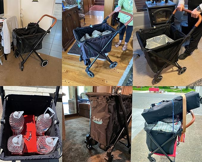Foldable Shopping Cart 85 Liters Grocery Cart with Cooler Bag Utility Cart Shopping Trolleys with Larger Capacity Rolling Front Swivel Wheels Adjustable for Office Picnic Groceries Laundry