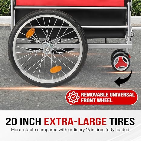 Ktaxon Bike Cargo Trailer, Heavy Duty 220 lbs Bicycle Wagon Cart, 20" Wheel Folding Groceries Hauler with Safe Hitch System