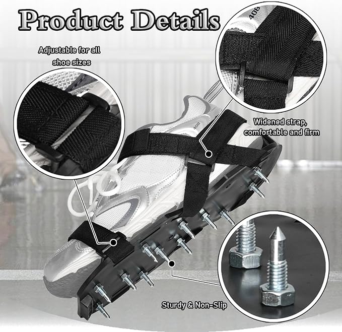 Spike Shoes for Epoxy Flooring Epoxy Shoes with 3/4" Short Spikes for Garage Floor Epoxy, Epoxy Floor kit Tool, 1 Pair (Black)