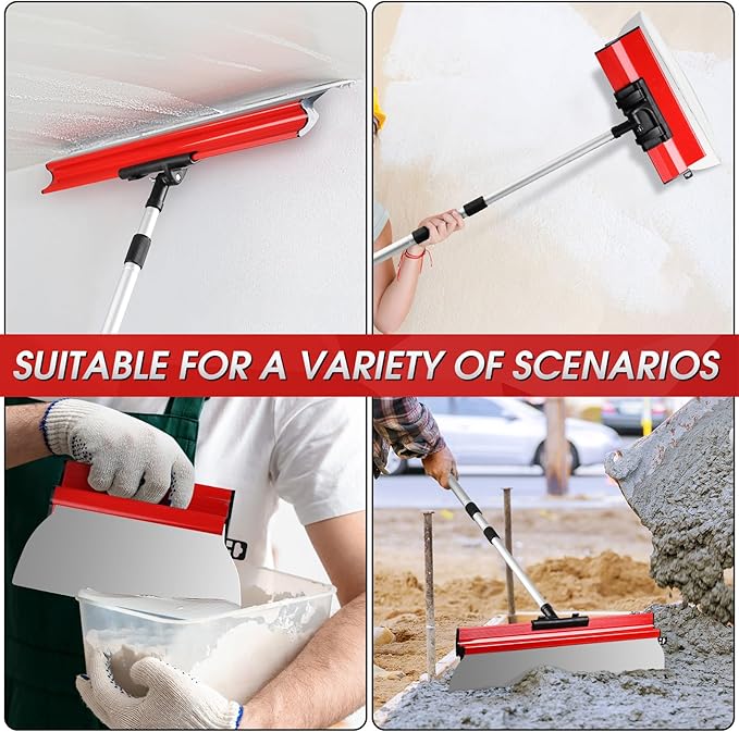 Skimming Blade Set, 10, 16 & 24 Inch Skimming Blade with 28-62 Inch Extension Handle, Professional Drywall Finishing Tools for Drywall/Wallboard