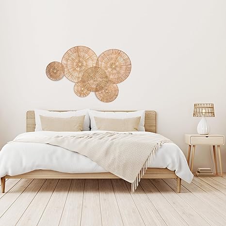 KOLWOVEN 29 Inch Wicker Wall Decor, Set of 3 Wall Basket Decor Diameter 29",23",18",Woven Wall Decor, Boho Above Bed for Bedroom, Living Room or Dining Room (Set 6)