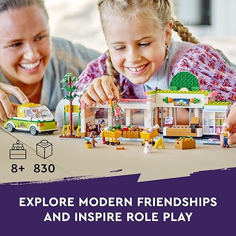 LEGO Friends Organic Grocery Store 41729, Supermarket Toy Shop for Girls and Boys 8 Plus Years Old, Playset with Truck & 4 Mini-Dolls