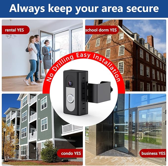 KIMILAR Anti-Theft Video Doorbell Mount Compatible with Ring/Blink Wireless Video Doorbell, Adjustable Mounting Bracket Accessories for Houses, Apartments, Businesses, Not for Security Door