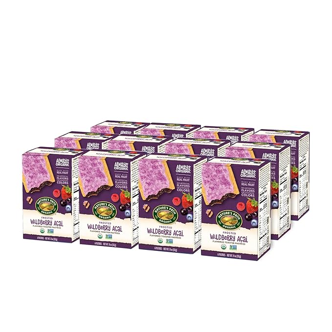 Nature's Path Organic Frosted Wildberry Acai Toaster Pastries, 11 Ounce (Pack of 12), Non-GMO, Made From Real Acai