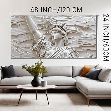 Trogonup White Statue of Liberty Canvas Wall Art for Living Room Large Modern Canvas Prints Picture Artwork for Bedroom Home Office 24"x48"