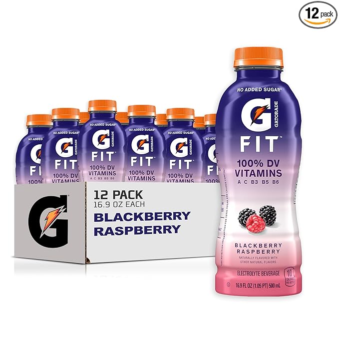 Gatorade Fit Electrolyte Beverage, Healthy Real Hydration, Blackberry Raspberry, 16.9.oz Bottles (12 Pack)
