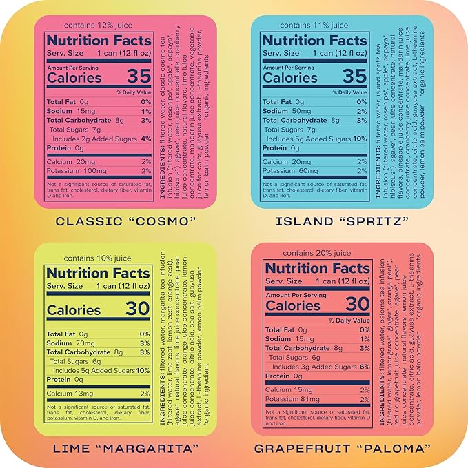 Recess Zero Proof Craft Mocktails, Alcohol Free Drinks, with Adaptogens, Non-Alcoholic Beverage Replacement, Mixer, Celebration, Party, (Happy Hour Sampler, 12oz, Pack of 12)