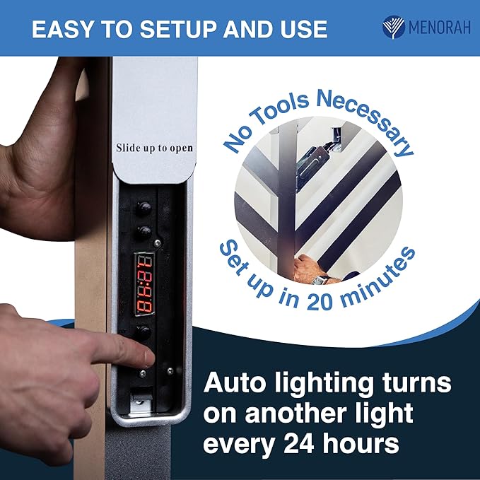 9 FT LED Electric Menorah - Bright LED Lights W/Sequential Lighting | Holiday Decoration for The Office, Home or Outdoor Displays | Easy Set Up | Touch Pad + Remote Control