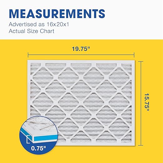 Aerostar 16x20x1 MERV 13 - 6 Count - Pleated HVAC, Furnace & Air Conditioner Filters - Removes Bacteria, Dust, Cold & Flu Germs, Lint, Mold, Pet Dander, Allergy-Causing Pollen, Smog, Smoke & Viruses